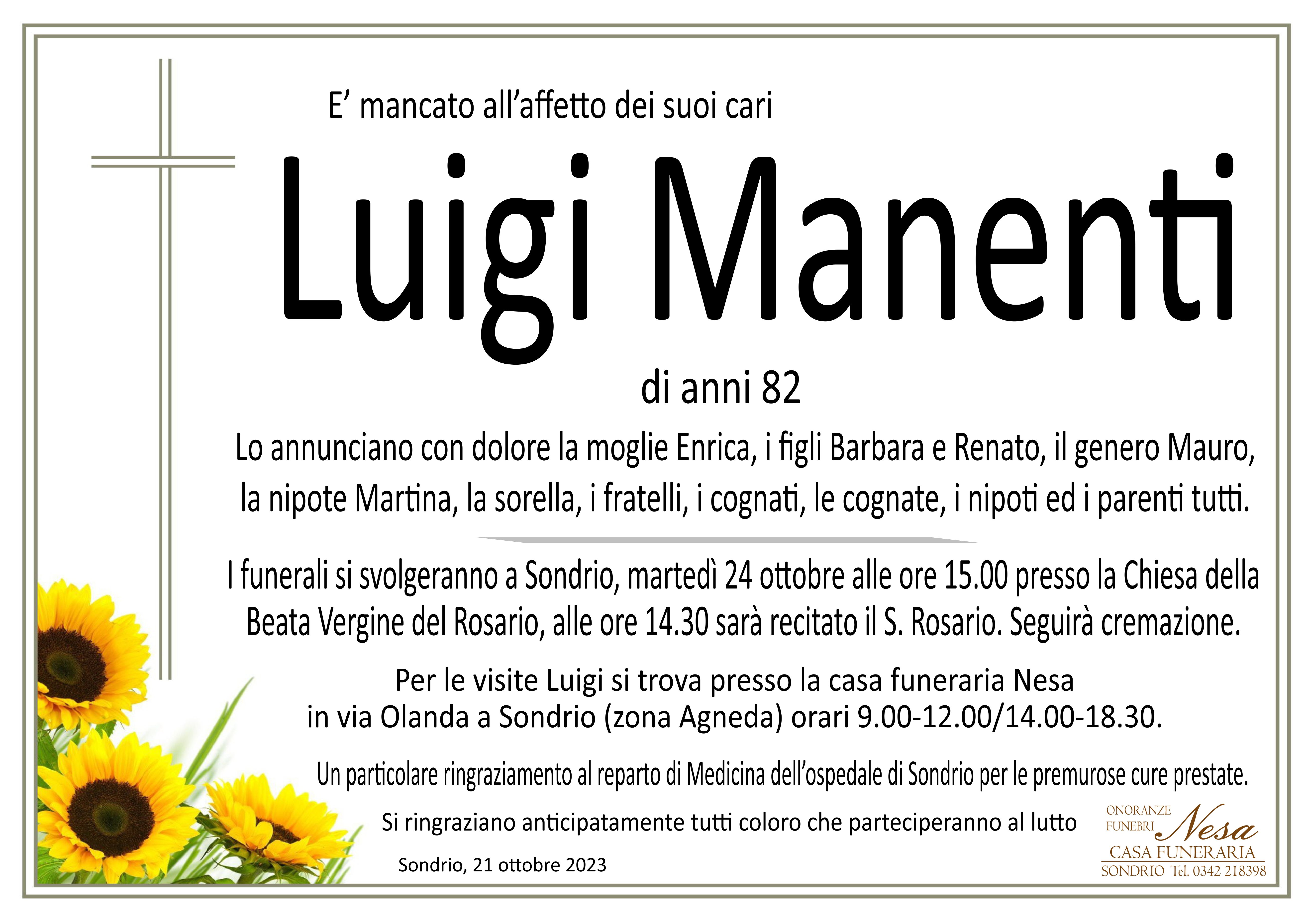 Necrologio Luigi Manenti